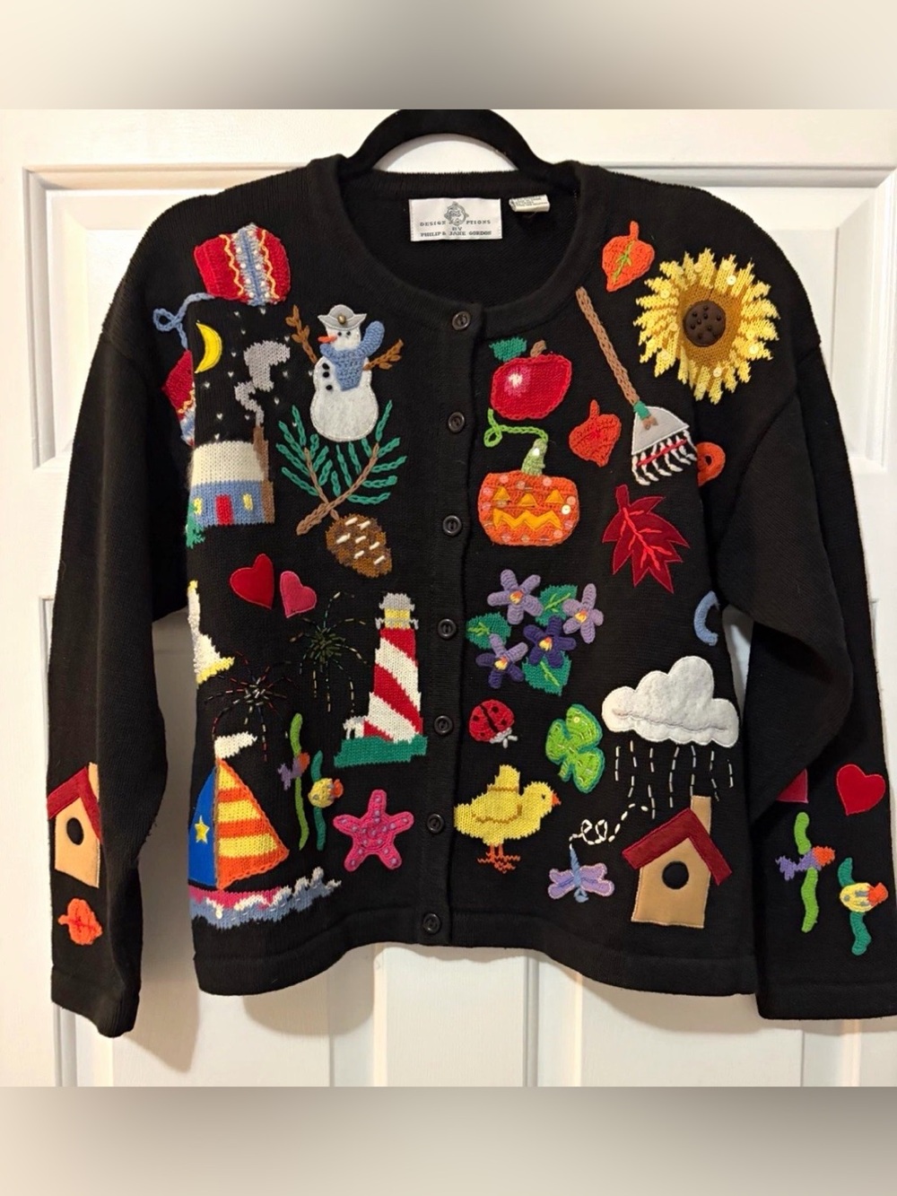 1990’s Design Options by Philip & Jane Gordon Novelty Embroidered Cardigan
